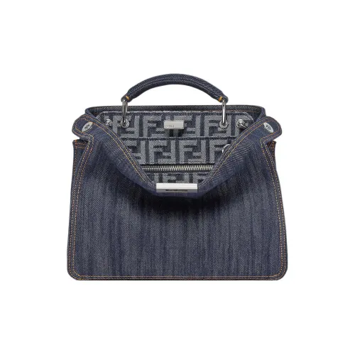 FENDI Peekaboo ISeeU Denim Сумка через плечо Сумка Мини Мужская Синяя