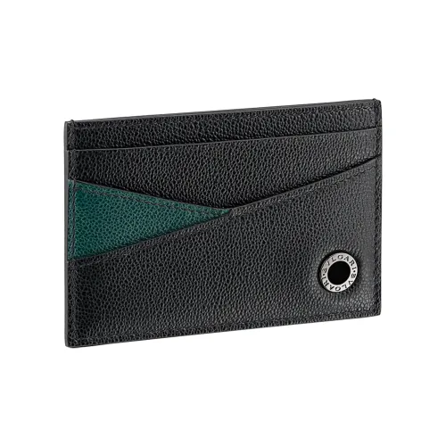BVLGARI Телячья кожа Держатель для карт Мужской Черный Яшма