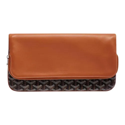GOYARD Sainte Marie Canvas Leather Clutch Medium Unisex Brown