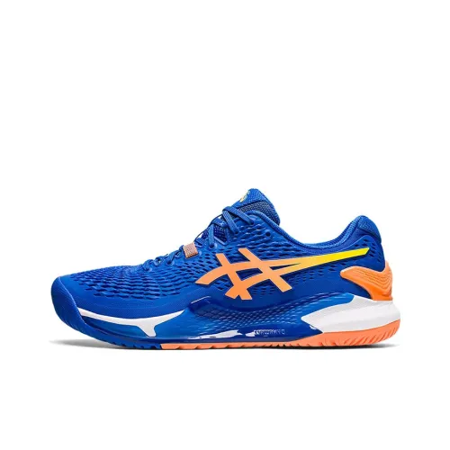 Asics Gel Resolution 9 Low Топ Теннисные Кроссовки Мужские Синие Оранжевые