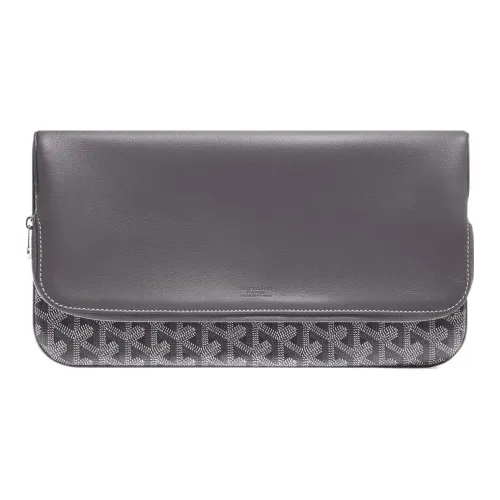 GOYARD Sainte Marie Canvas Leather Clutch Medium Unisex Gray GOYARD Sainte Marie Холст Кожа Клатч Средний Унисекс Серый