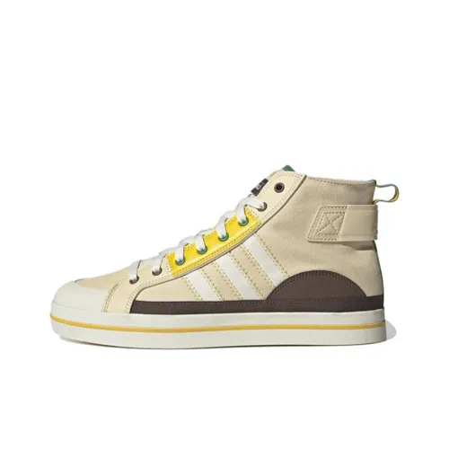 Adidas Neo City Canvas Hi противоскользящие устойчивые к истиранию легкие кроссовки для скейтбординга унисекс белый желтый