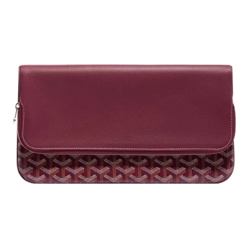 GOYARD Sainte Marie Canvas Leather Clutch Medium Unisex Burgundy