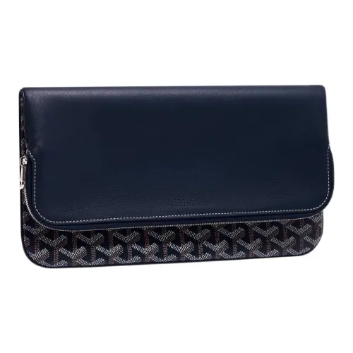 GOYARD Sainte Marie Canvas Leather Clutch Medium Unisex Marine Blue