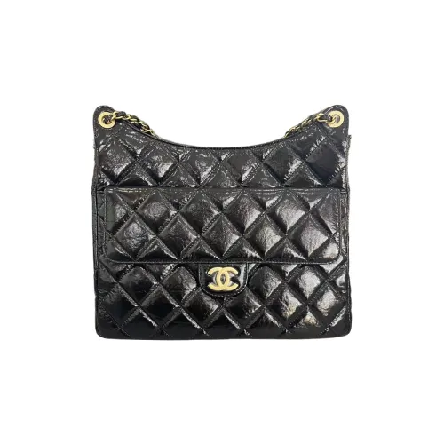 CHANEL 23C Early Spring Вощеная кожа Hippie Сумка Сумка через плечо Большая Женская Черная