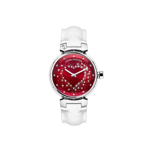 LOUIS VUITTON Наручные часы Кварцевый механизм Кожаный ремешок Красный циферблат Женские часы Q13M20