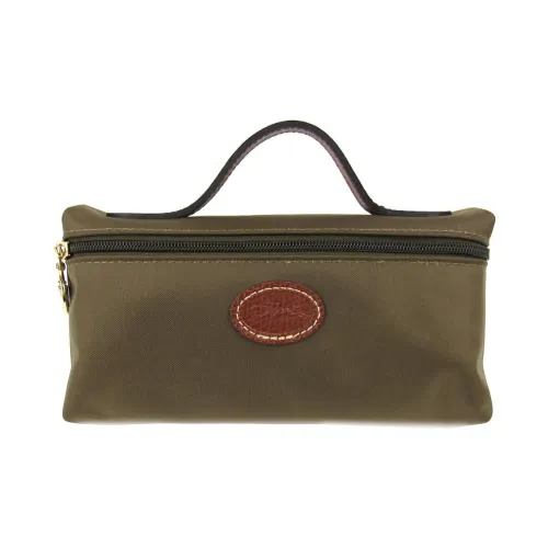 LONGCHAMP Холст Короткий Ручка Клатч Косметичка Женская Оливковый