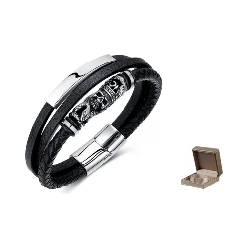 KENMO Кожа, Титановая сталь Наручные повязки Черная коробка Мужской