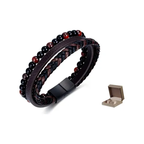 KENMO Кожа, Титановая сталь Наручные повязки Темно-кофейный Мужской