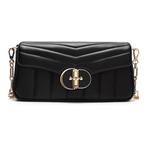 DILAKS Коровья кожа Baguette Сумка через плечо Маленькая Женская Черная