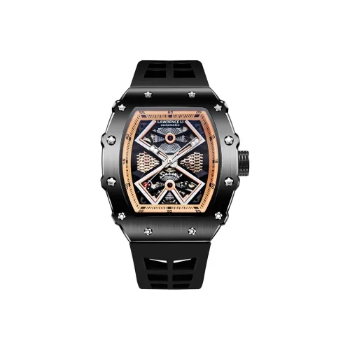 Lawrence Li Автоматический Механический Механизм Силиконовый Ремешок Часы Мужские Черные LW 8828