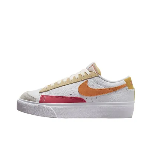 nike Blazer Low Платформа Slip-resistant Shock Absorbers Низкий Топ Скейтборд Кроссовки Женские Белые Коричневые