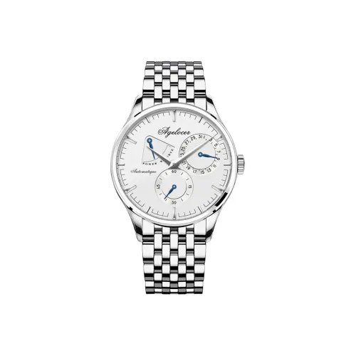 AGELOCER Budapest Collection Механическое устройство Коровья кожа Ремешок Часы Мужские Белый циферблат