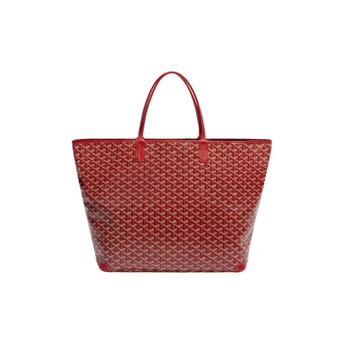 GOYARD Artois Холст с кожей Тоут Сумка Сумка для покупок Сумка на плечо Сумка Большая Унисекс Красная