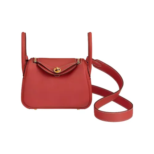HERMES Lindy Swift Телячья кожа Сумка Сумка через плечо Сумка через плечо Мини Женская 9M Sanguine Лососевый Красный