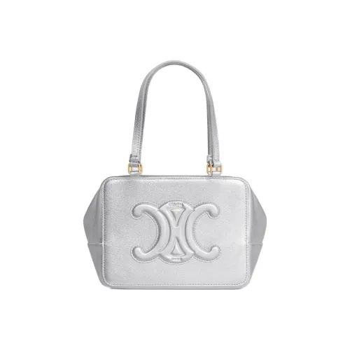 CELINE Ламинированная коровья кожа Сумка через плечо Сумка Женская Серебряный