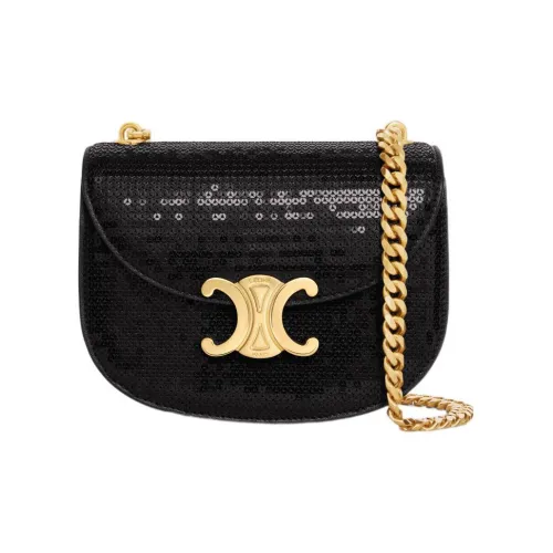 CELINE Triomphe Овчина Сумка через плечо Мини Женская Черная