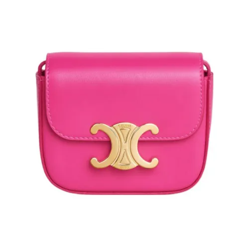 CELINE Claude Телячья кожа Сумка через плечо Мини Женская Ярко-розовая