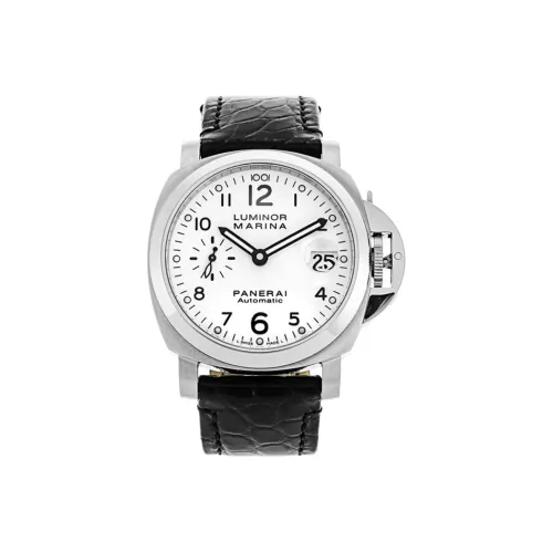 PANERAI LUMINOR Автоматический Механический Механизм Унисекс Часы 40 мм Белый Циферблат Корпус из Нержавеющей Стали Кожаный Ремешок
