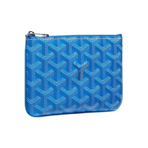 GOYARD SENAT Холст Телячья кожа Кошелек Держатель для карт Клатч Мини Унисекс Синий