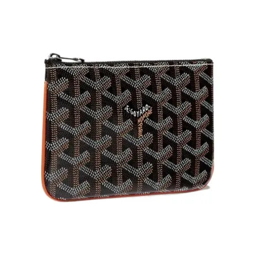 GOYARD SENAT Холст Телячья кожа Кошелек Держатель для карт Клатч Мини Унисекс Коричневый