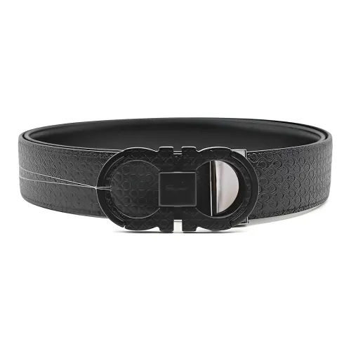 FERRAGAMO Кожаные ремни Мужской Черный Ширина 3,5 см