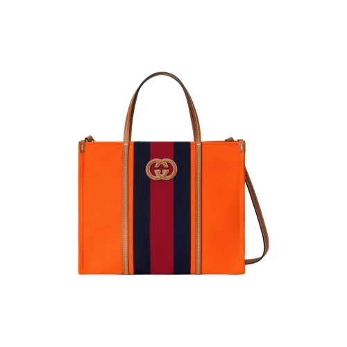 GUCCI Хлопковая ткань с кожаными вставками тоут сумка сумка для покупок сумка среднего размера унисекс апельсин