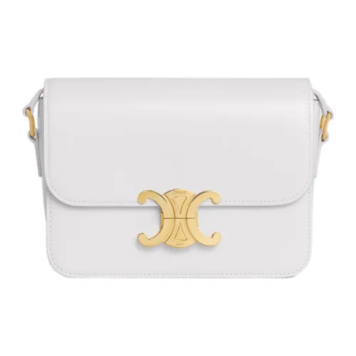CELINE Teen Triomphe Блестящая сумка через плечо из коровьей кожи сумка на плечо женская арктический белый