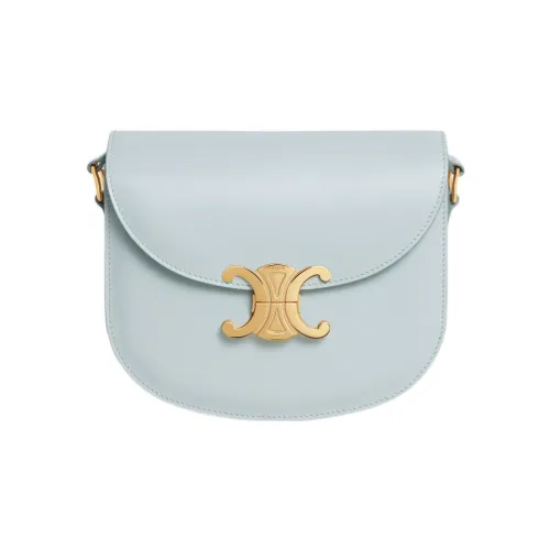 CELINE TriompheBesace Clea Коровья кожа Сумка через плечо Сумка на плечо Женская Телесно-голубой