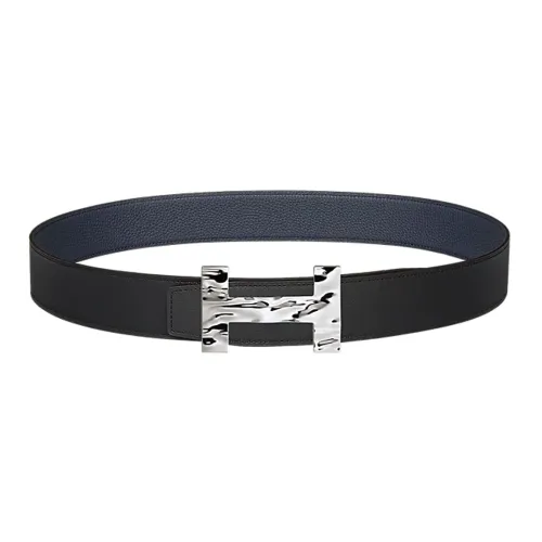 HERMES Ремень из коровьей кожи Мужской Черный Ширина 3,8 см