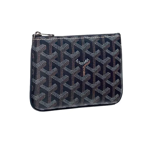 GOYARD SENAT Холст Телячья кожа Кошелек Держатель для карт Клатч Мини Унисекс Морской синий