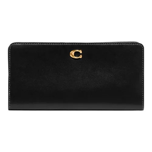 COACH Skinny Wallet Коровья кожа Клатч Кошелек Маленький Женский Черный