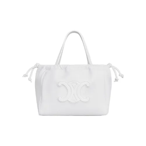 CELINE CabasTriomphe Коровья кожа крупнозернистая Сумка через плечо Сумка маленькая Женская Арктический белый