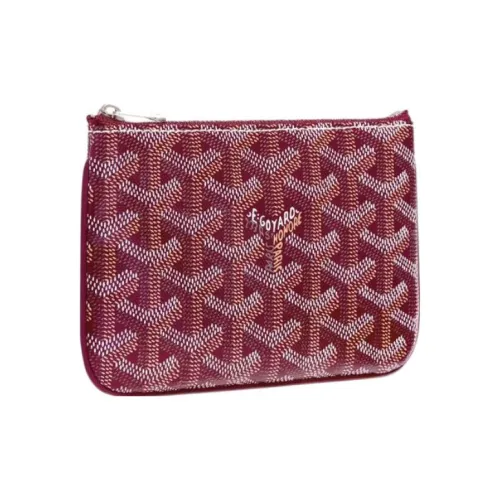 GOYARD SENAT Холст Телячья кожа Кошелек Держатель для карт Клатч Мини Унисекс Бордовый