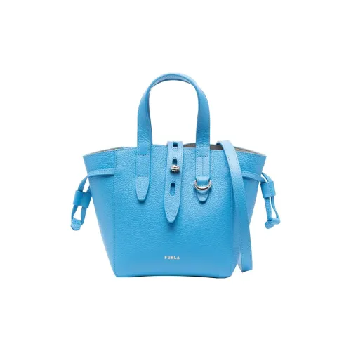 Furla Net Collection Рельефная Телячья Кожа Корзинка Сумка Сумка через плечо Мини Сумка Женская Синяя