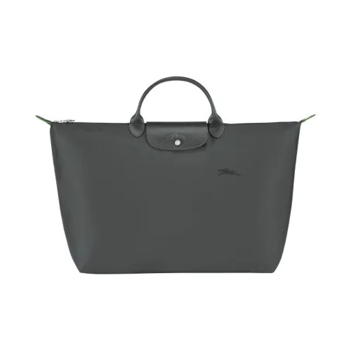 LONGCHAMP Le Pliage Green Холст с кожей Комбинированный Холст Сумка Путешественная Сумка Сумка Большая Женская Графитовый Серый