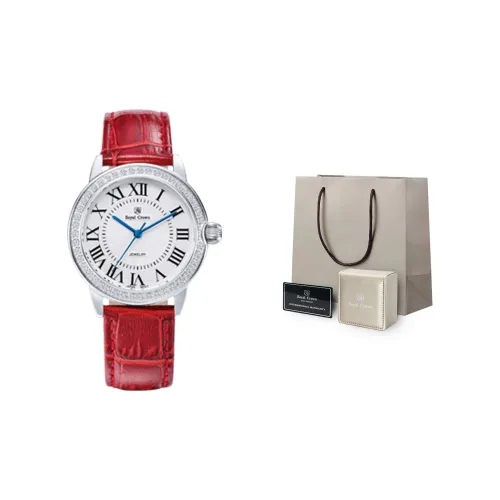 ROYAL CROWN RC Кварцевый механизм Часы Женские Белый Циферблат RC4601P Красный BB