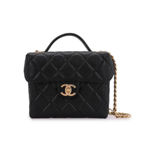 CHANEL С рельефом Тисненый Телячья кожа Сумка Сумка через плечо Сумка через плечо Makeup Bag Маленький Женский Черный