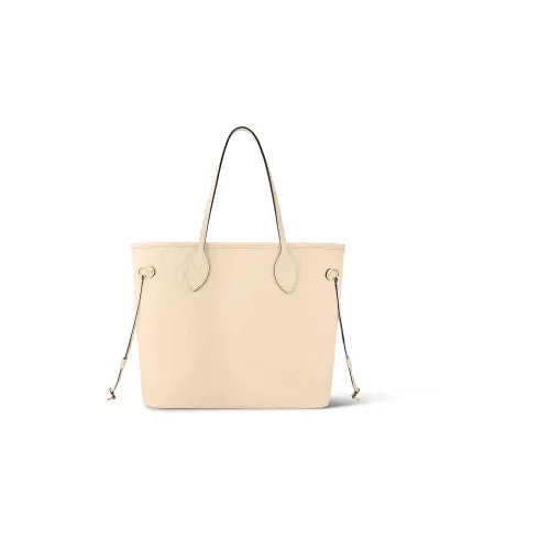 LOUIS VUITTON NEVERFULL Коровья крупнозернистая кожа Тоут Сумка Сумка для покупок Сумка через плечо Сумка среднего размера Женская Кремово-белая