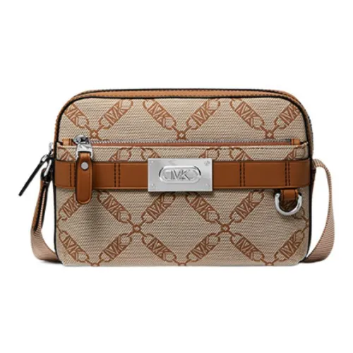 MICHAEL KORS Камера Сумка через плечо из ткани с коровьей кожей средний размер мужская бежевая и коричневая