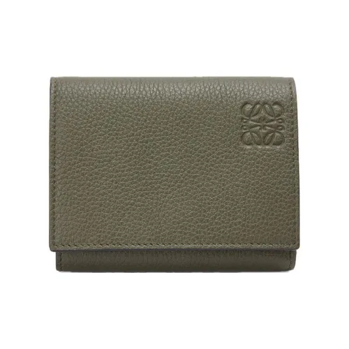 LOEWE Soft с рельефным узором телячья кожа кошелек мужской хаки зеленый