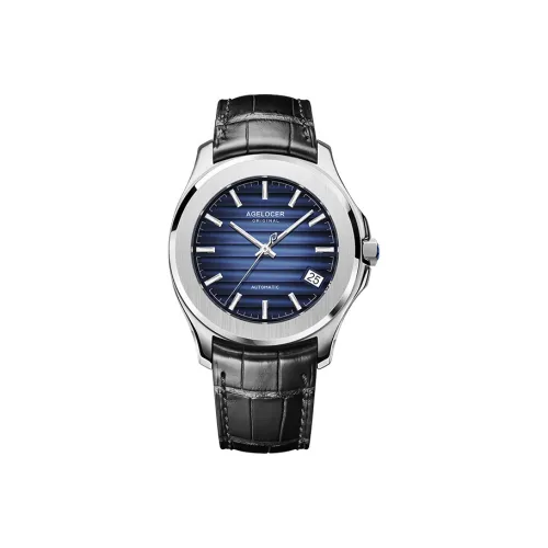 AGELOCER Автоматический механический механизм Мужской часы Baikal 40мм*40мм*10,5мм Синий