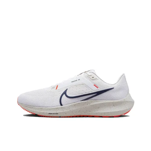 Nike Air Zoom Pegasus 40 Амортизаторы Slip-resistant Низкий топ Тренировочные беговые кроссовки Мужские Белый Оранжевый Широкая посадка