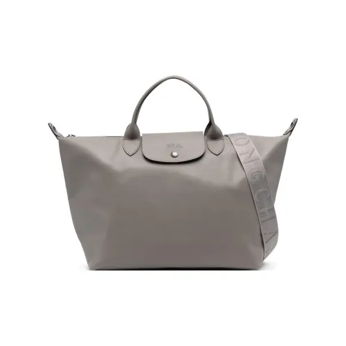 LONGCHAMP Le Pliage Сумка через плечо из коровьей кожи большая женская серого цвета