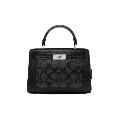 COACH Lane Холст и Кожа Сумка Сумка через плечо Сумка через плечо Маленькая Женская Черная и Монограмма