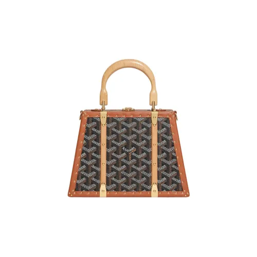 GOYARD Saigon Холст Телячья кожа Твердый Чехол Сумка Мини Унисекс Коричневый