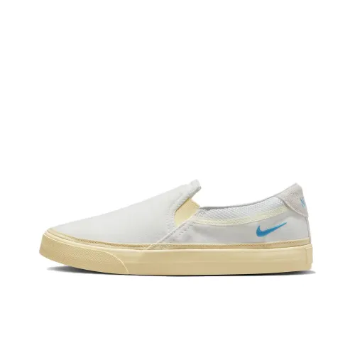 nike Court Legacy Slip On Устойчивый к истиранию Дышащий Низкий Топ Скейтбординг Кроссовки Женские Белые