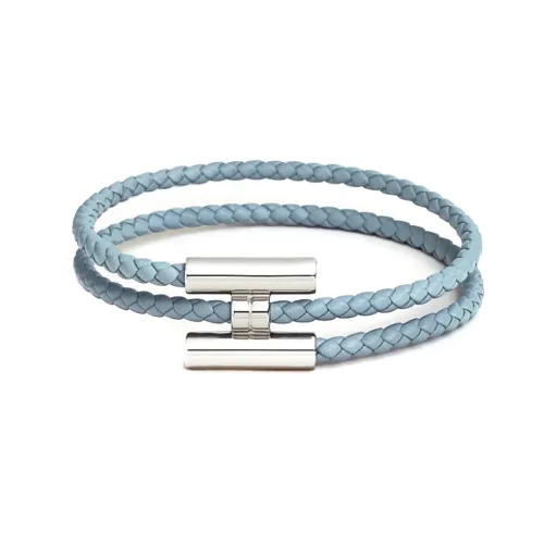 HERMES Tournis Tresse Браслеты Linen Blue Unisex