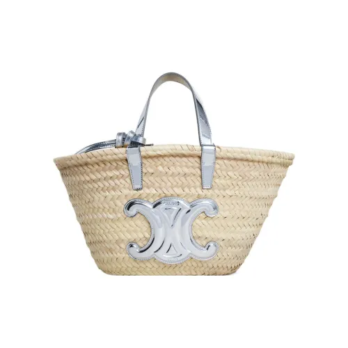 CELINE Teen Triomphe Пальмовый лист с коровьей кожей Сумка Стандартный Women's Silver Натуральный