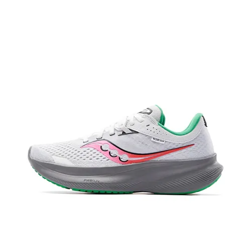 Saucony Ride 16 Амортизаторы Shock Absorbers Противоскользящие Устойчивые к истиранию Низкий Топ Беговые кроссовки Женские Белые Розовые